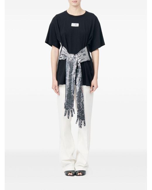 MM6 by Maison Margiela Black Gloves Detail Cotton T Shirt