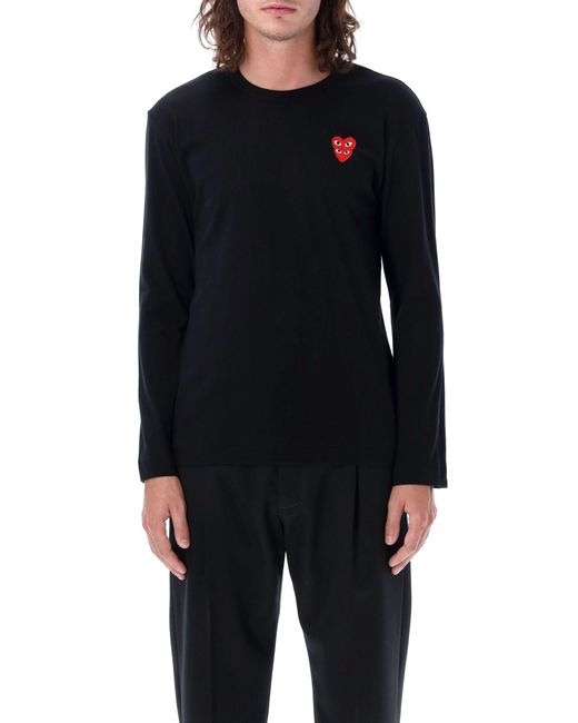 COMME DES GARÇONS PLAY Black Double Heart Long-Sleeve T-Shirt