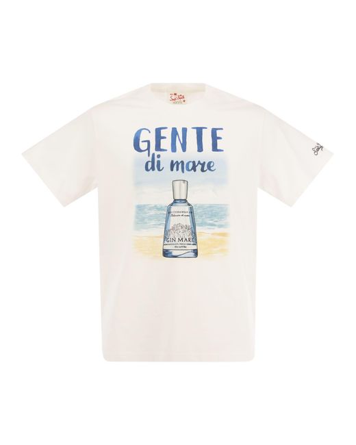 Mc2 Saint Barth Cotton T -Shirt mit Gente di Mare -Druck in Blue für Herren