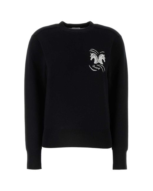 Burberry Black Stretch Wool Blend Sweater