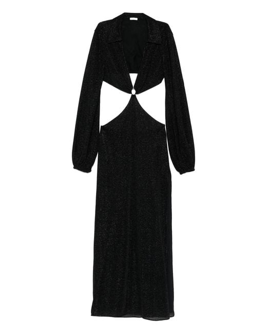 Oseree Black Lumiã¨Re Long Dress With Cut-Out