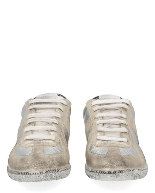 Maison Margiela White Low-Top Sneakers With Distressed Panels for men