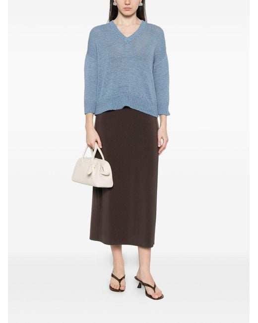 Base London Blue Cotton Blend Sweater