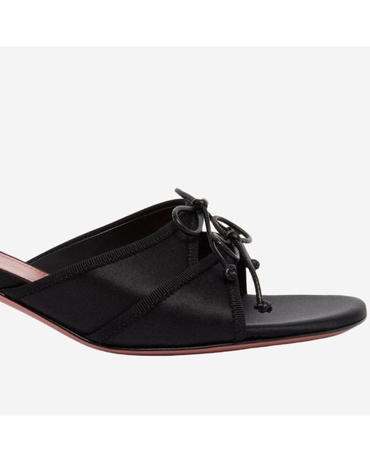 AMINA MUADDI Black Silk Slippers Eleonora