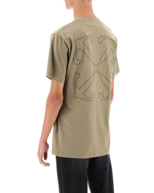Off-White c/o Virgil Abloh T -shirt Met Achterste Pijl -borduurwerk in het Natural voor heren