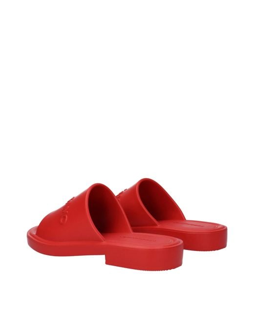 Ferragamo Red Geneva Slides And Clogs Rubber/Flame