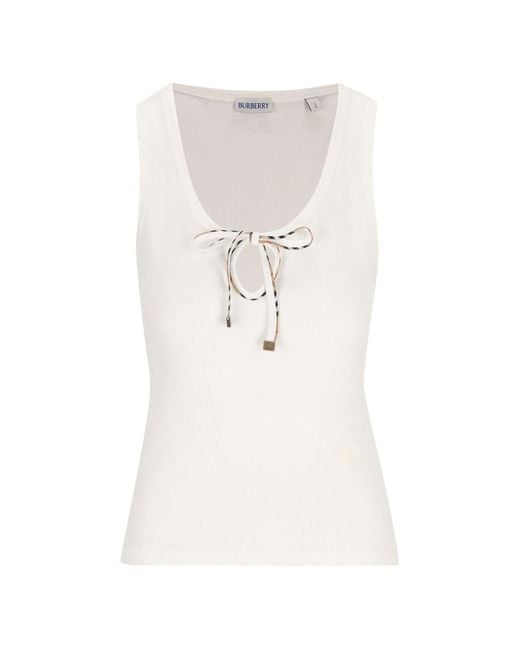 Burberry White Cotton Tank Top