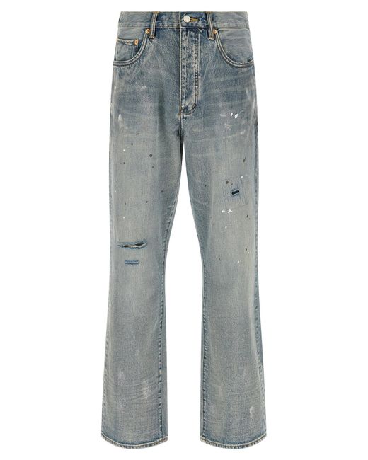 Purple Blue 'P011 Vintage Slash Paint' Jeans