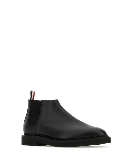 Thom Browne Black Leather Chelsea Boots for men