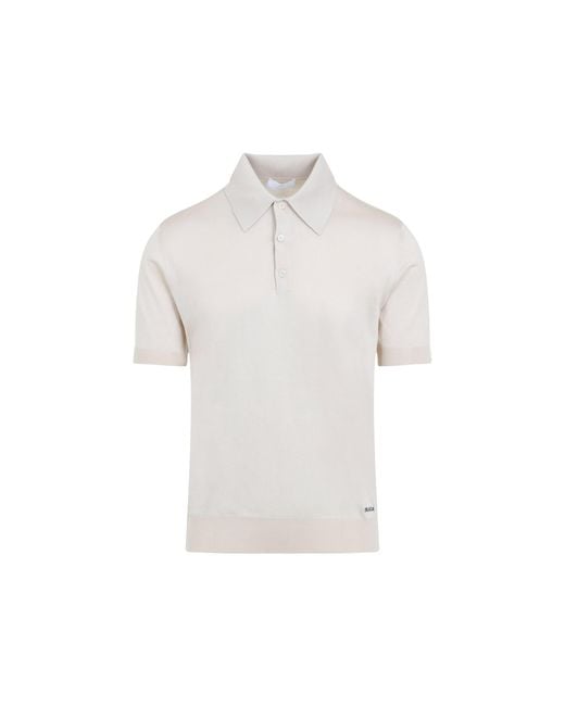 Prada White Sand Silk Polo Shirt