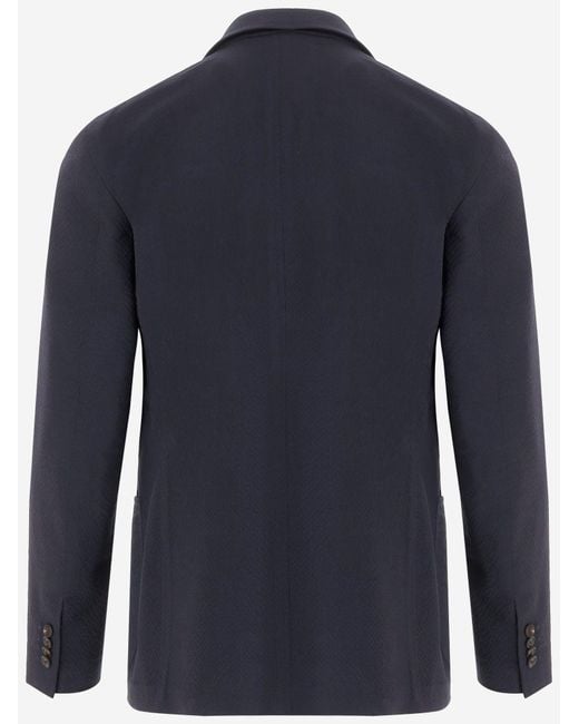 Tagliatore Blue Single Breasted Stretch Wool Jacket