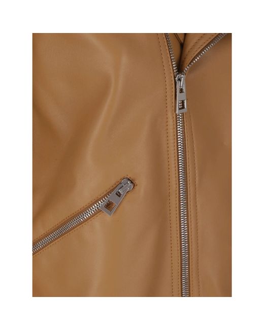 Loewe Brown Leather Biker Jacket
