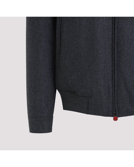 Kiton Blue Classic Biker Bomber Jacket
