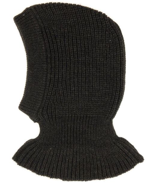 Lemaire Black Wool And Alpaca Blend Hood Acrylic Hat