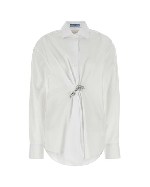 Prada White Poplin Shirt Cotton