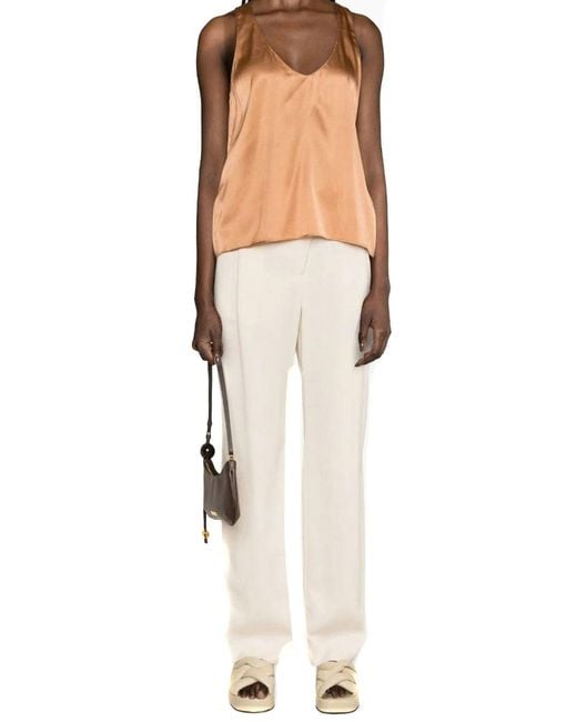 Pinko Brown Halter Neck Top With Ring Detail And Flowy Silhouette