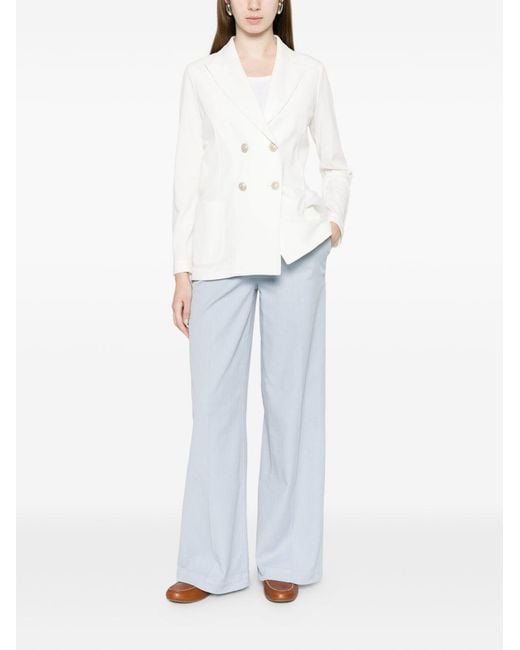 Via Masini 80 White Trousers Cotton