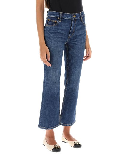 Tory Burch Blue Cropped Flared Jeans