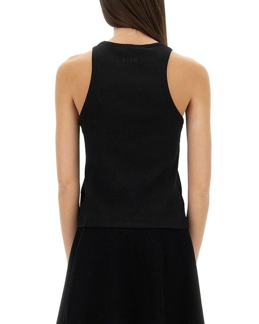 MSGM Black Fitted Cotton Top