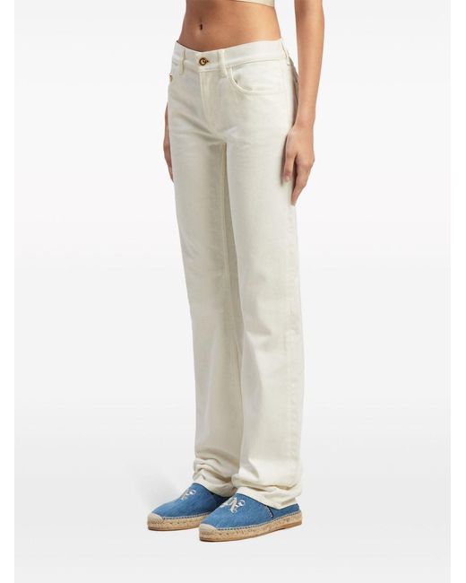 Palm Angels White Monogram Straight-Leg Jeans
