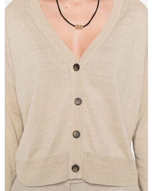 Base London Natural Linen And Cotton Blend Cardigan