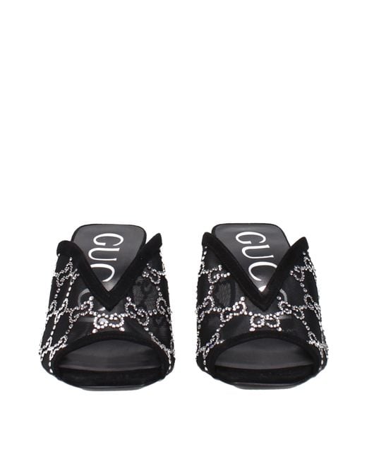 Gucci Black Sandali Donna Tessuto Nero