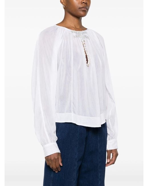 Forte_forte White Embroidered Blouse