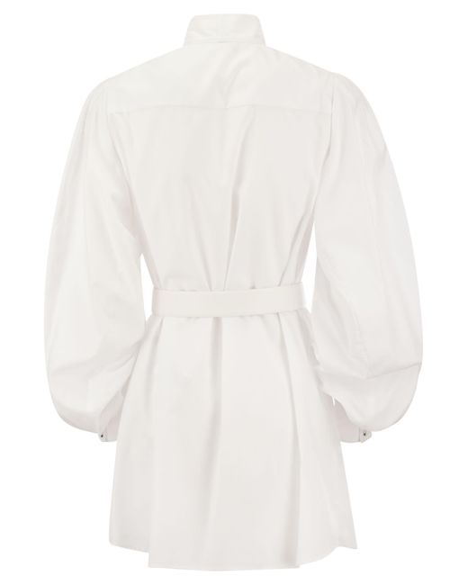 Cotton Poplin Shirt Minidress di Elisabetta Franchi in White