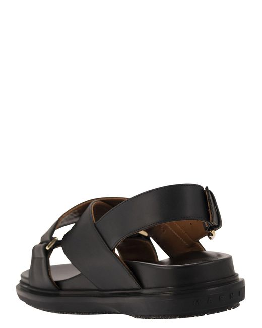 Marni Black Fussbett Leather Sandal