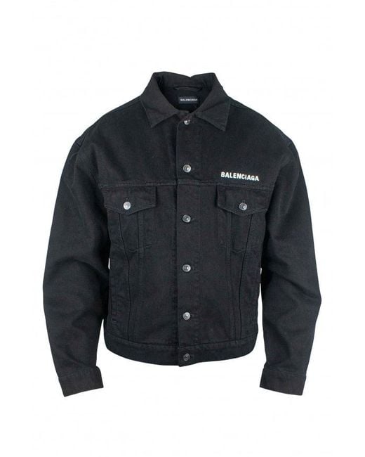 Balenciaga Black Denim Crew Logo Jacket for men