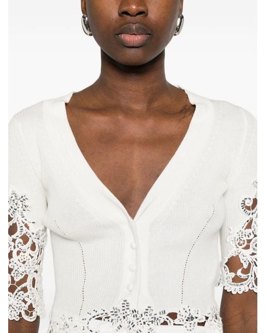Ermanno Scervino White Embroidered Cotton Cardigan
