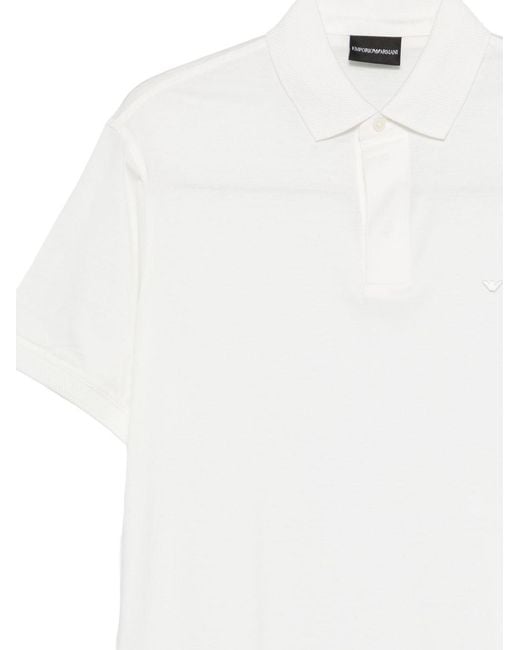 Emporio Armani White Cotton Polo Shirt for men