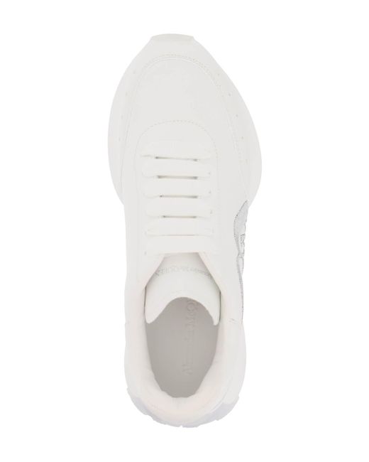Alexander McQueen Leather Sprint Runner Sneakers in het White