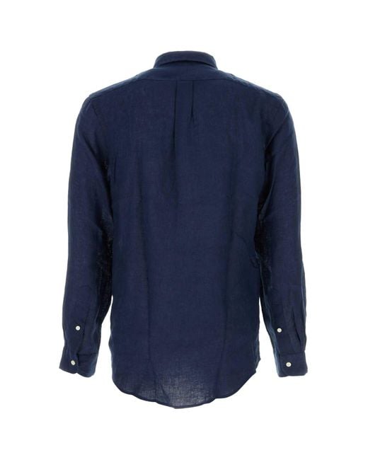 Polo Ralph Lauren Blue Linen Shirt for men
