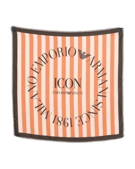 Emporio Armani Pink Striped Silk Foulard