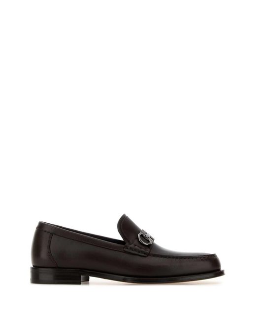 Ferragamo Black Dark Leather Teatro Loafers
