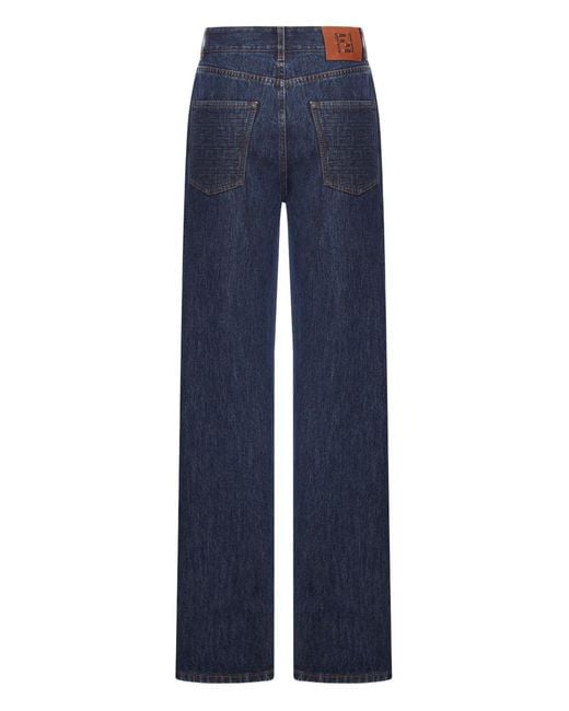 Fendi Blue 'Ff' Padded Jeans