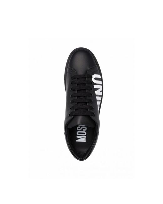 Moschino Couture Black Logo Leather Sneakers for men