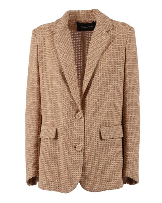 Fabiana Filippi Brown Sequin Mesh Single Breasted Jacket