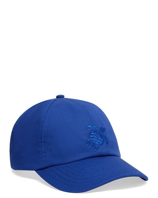 Vilebrequin Blue Cotton Cap With Embroidered Turtle