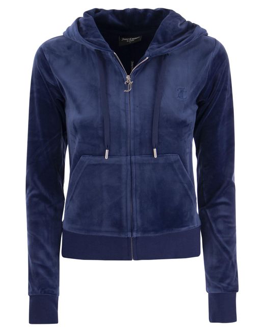 Juicy Couture Blue Cotton Samt Hoodie