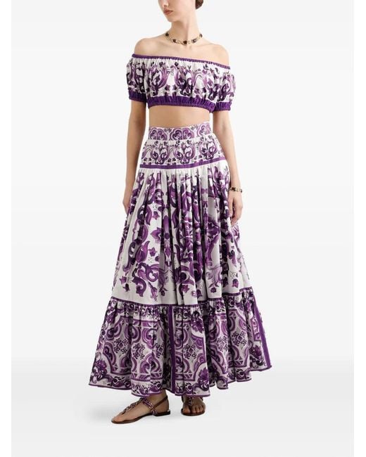 Dolce & Gabbana Purple Printed Crop Top