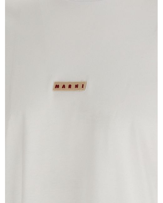 Marni Logo Patch T-Shirt in White für Herren