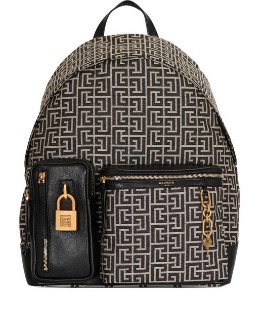 Mochila Pulse con monograma en jacquard Balmain de hombre de color Gray