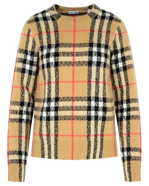 Burberry Multicolor 'Constance Check' Beige Cashmere und Wollpullover