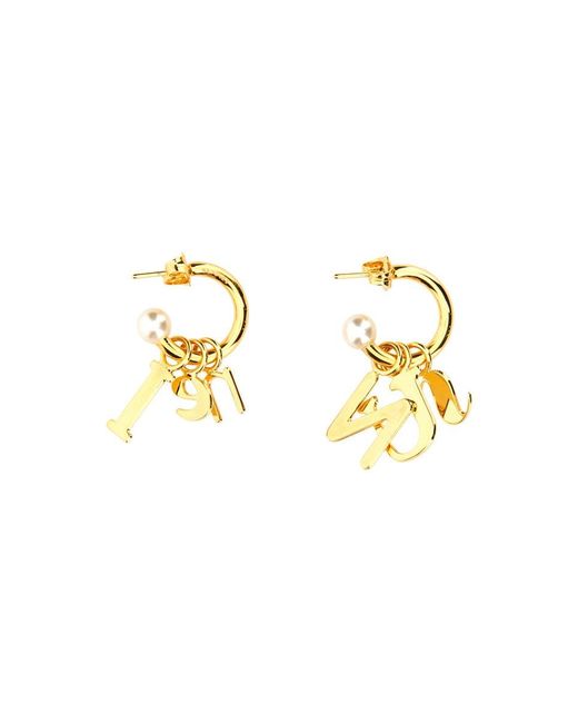 Sunnei Metallic Lettering Logo Dangle Earrings