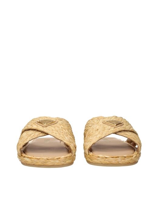 Prada Slippers And Clogs Raffia/Natural