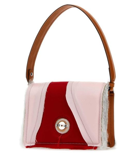 Dentro Red Satin And Leather Mirim Handbag