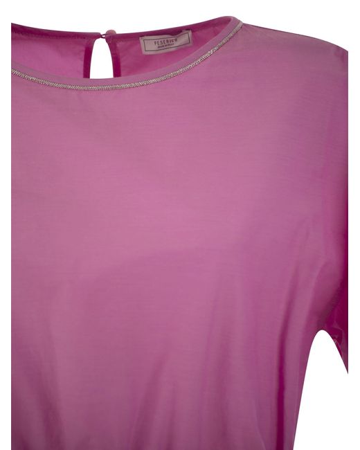 Vestido de mezcla de algodón con puntada de luz Peserico de color Purple