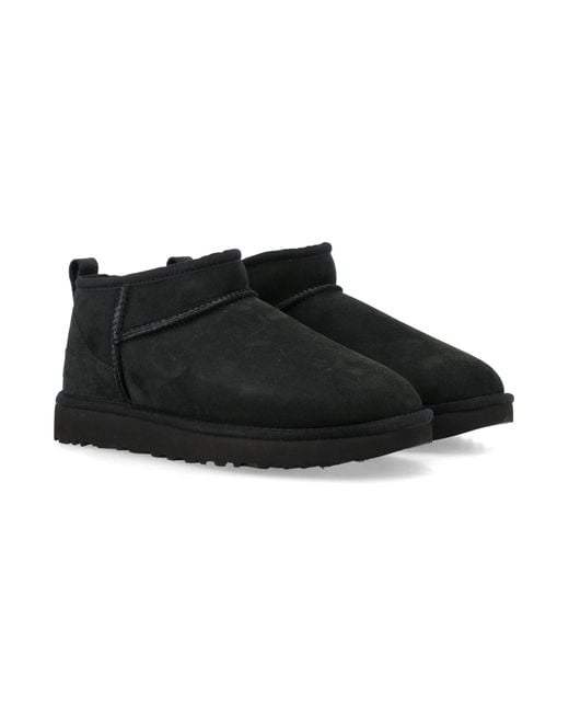 Ugg Black Classic Ultra Mini Suede Boots For